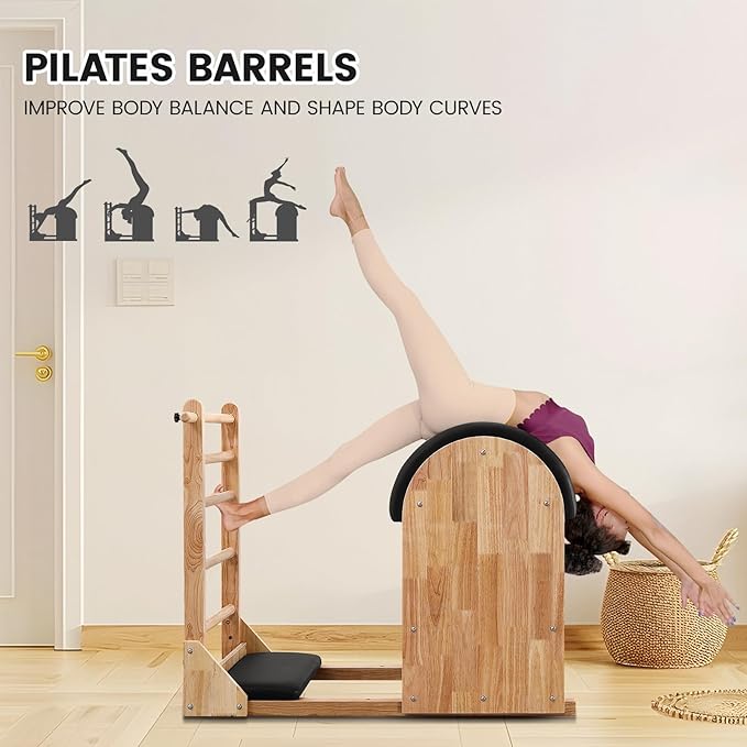 Pilates Ladder Barrel Ladder Barrel Pilates Barrel Vintage Spine Corrector Barrel Pilates for Home Gym Body Balance, Core Strengthening and Stretching