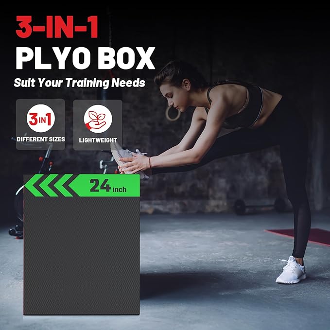 papababe 3-in-1 Plyometric Box Multi-use Jumping Exercise Equipment Trainer with Anti Slip Surface and High Density Foam for Workout Training