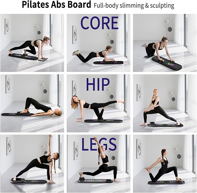 Pilates Board, Foldable Pilates Reformer Set for Home Workout with Timer, 6-in-1 Multifunctional Portable Reformer Pilates Machine at Home Pilates Equipment for Fitness, Exercise, Abs, Core Training
