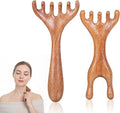 2 Pcs Wooden Head Scalp Massage Tool, Head Massager Sandalwood Gua Sha Comb Manual Scalp Comb for Deep Relaxation, Stress Relief, Foot Massage Tools for Mother, Daughter, Wife