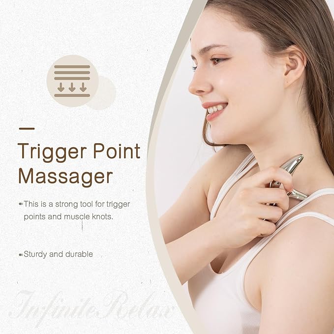 Metal Trigger Point Massage Tool for Deep Tissue Massage & Acupressure Body Gua Sha Tool, Muscle Scraper Massager, Thumb Saver Tool, Fascia Blaster for Body Pain Relief