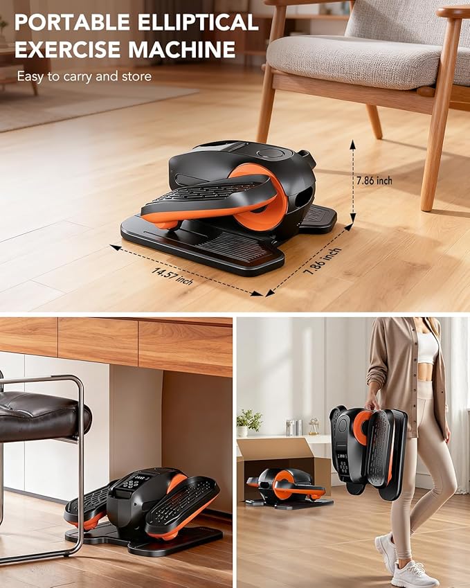 Under Desk Oval Exercise Machine Electric Oval Leg Exerciser Seen on TV 12 Speed Foot Exerciser for Seniors Portable Mini Seat Pedal Exerciser for Home Office