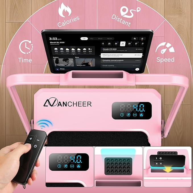 ANCHEER Walking Vibration Pad with 12% Incline & Handles,6 in 1 Foldable Under Desk Treadmill,350LBS Capacity/2S Folding/Low Noise Vibration Treadmills for Home/Office,8 Modes Control