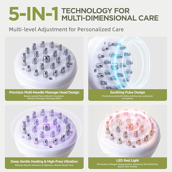 Lymphatic Drainage Massager & Anti-Cellulite Massage Tool, Body Contouring Device for Legs, Arms & Stomach, Supports Smoother Skin, with Gentle Warming & Vibration