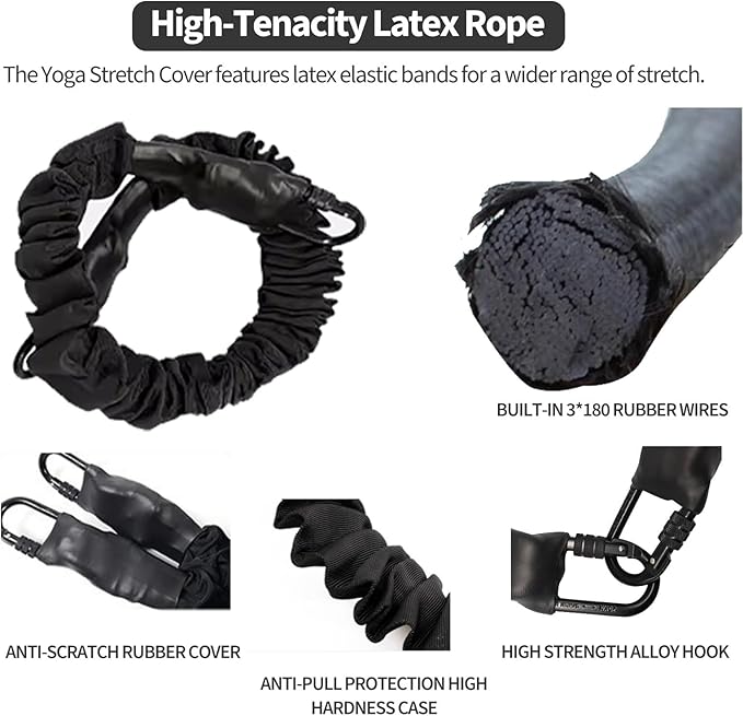 Ceiling Mount Yoga Bungee Resistance Belt Set, 360° Rotational Suspension Trainer For Aerial Fitness Enthusiasts