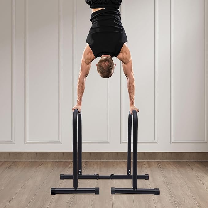 Bitodd Dip Single Bar, Adjustable Dip Stand, Fitness Dip Bar Station, Removable, 440 Lbs Weight Capacity, Double Bar Double Arm Bender, Fitness Equipment for Gym, Personal Residence, Black