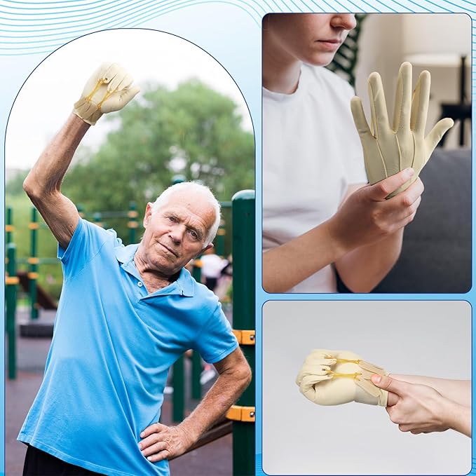 Panitay 2 Pair Traction Exercise Glove Hand Finger Strengthening Thumb Flexion Physical Therapy Glove for Increasing Strength