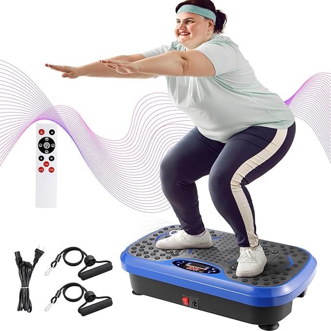 TLSUNNY Vibration Plate,3D Shake Board,Power Workout Platform,Full Body Shaping,Weight-Loss Exercise Machine for Lymphatic Drainage,W/2 Resistance Bands, Acupressure Foot Pedal&Remote Control