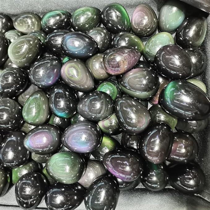 Meditation Home Natural Rainbow Eye Obsidian Polishing Eggs Yoga Decorations Ornament Chromotherapy Sphere Protection (Size : 5cm)