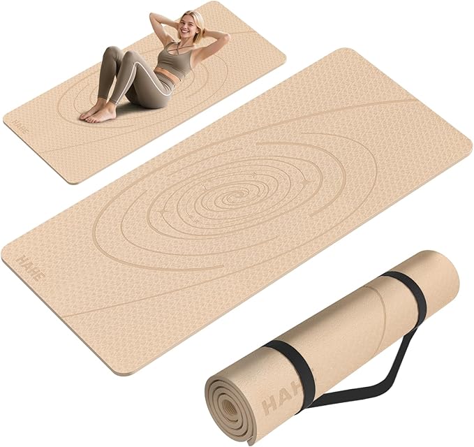 Large Yoga Mat Thick, 76"x32"x0.31"Wide POE Exercise Mat with Non-Slip Surface & Carry Strap, Anti-Tear Workout Mat for Yoga, Pilates, Fitness