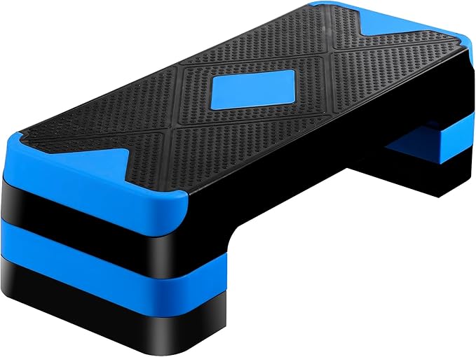 HomGarden Adjustable Workout Aerobic Stepper in Fitness & Exercise Step Platform Trainer Stepper w/Risers Adjust 4"-6''-8''