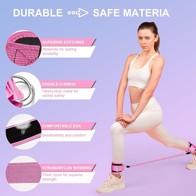 18-Piece Home Pilates Essentials Kit for Women - Complete Workout Equipment Set with Resistance Band, Yoga Ball, Ring, and Anti-Slip Socks (Pink)