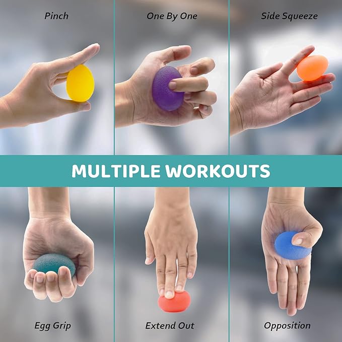 Hand Grip Strength Trainer, 6 Pack Stress Balls for Adults Therapy, Multiple Resistance Physical Therapy Equipment Stress Balls, Squeeze Balls for Exercise Rehabilitation Anxiety Relief