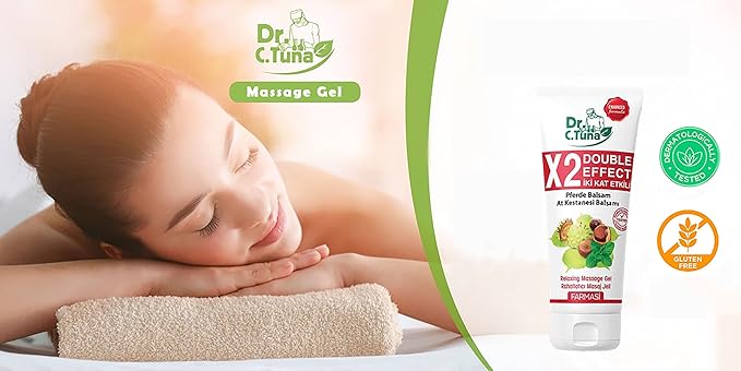FARMASi Dr. C. Tuna Pferde Balsam Double Effect Massage Gel, Horse Chestnut & Herbal Cooling Formula for Relaxing Body Massage, Refreshing Menthol Sensation, 8.45 fl oz