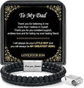 LUXEJEW Gifts for Men - Beaded Leather Bracelet 6mm Matte Agate Stone Bracelets for Men Dad Son Husband Boyfriend Grandpa Grandson Brother Uncle Nephew Adjustable Magnetic Clasp