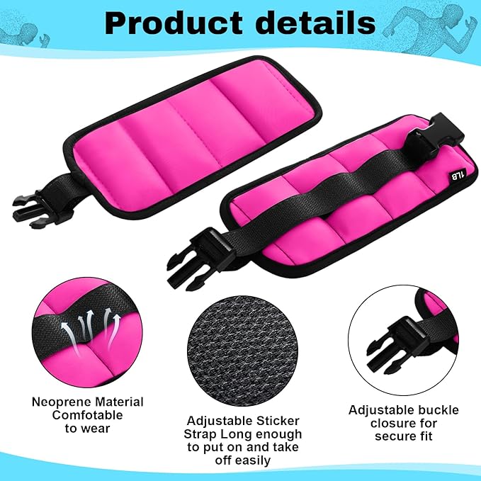 2 Pairs Ankle Wrist Weights for Land or Aquatic Exercise Aqua Cuffs Aqua Aerobics Fitness Bands for Ankle and Wrist Adjustable Weights for Swimming Pool Workout Equipment