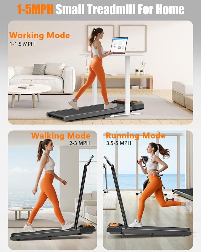 Walking Treadmill Pad with Incline - Portable Under Desk Treadmill, Walking Mat Pad with Handle Bar, 2.5HP Low Noise, 2 in 1 Treadmills for Home Office, Remote Control with LED Screen