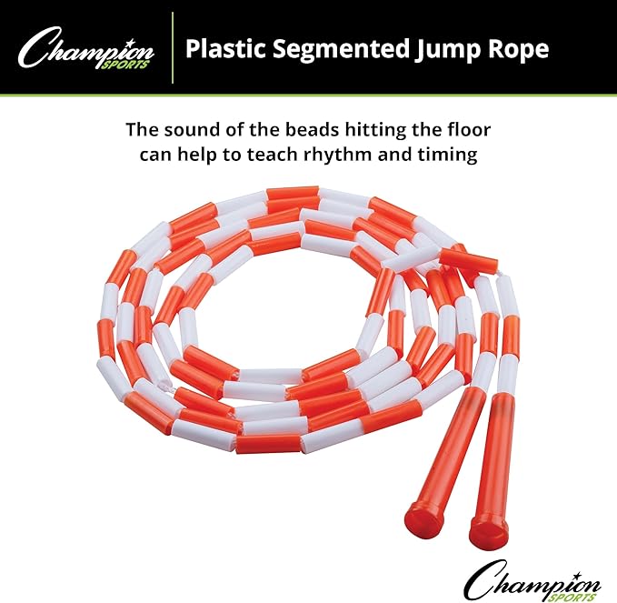 Champion Sports Plastic Segmented Jump Ropes – 7 to 16 ft Lengths – Fun, Durable Ropes for All Ages, Available in Multiple Color Options, Great for Cardiovascular Fitness & Rhythm
