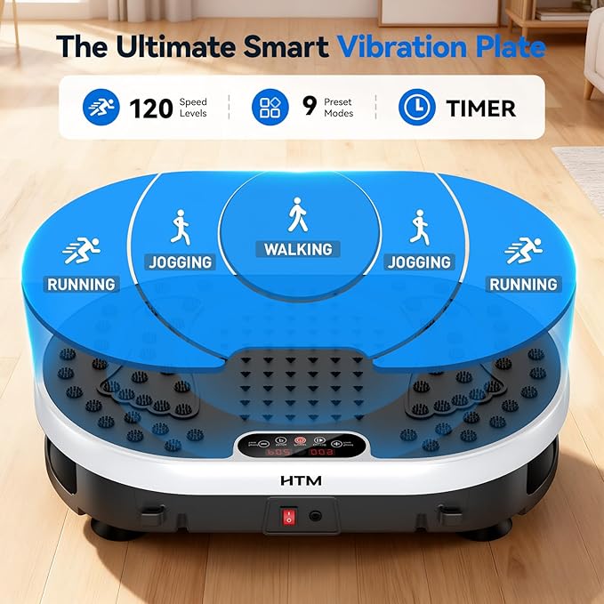 Vibration Plate Exercise Machine with 120 Speed Levels, 9 Program Modes and Remote Control - 15 Min Timer, 300 lbs Capacity Vibrate Stand Shake Board for Full Body Workout, Fat Burner and Toning