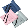 3 Pack Non Slip Hot Yoga Mat Towel with Grip Dot and Secure Fit Elastic Straps 72" x 26" Microfiber Yoga Towel Absorbent Sweat for Pilates Fitness(Morandi Pink Blue Green)