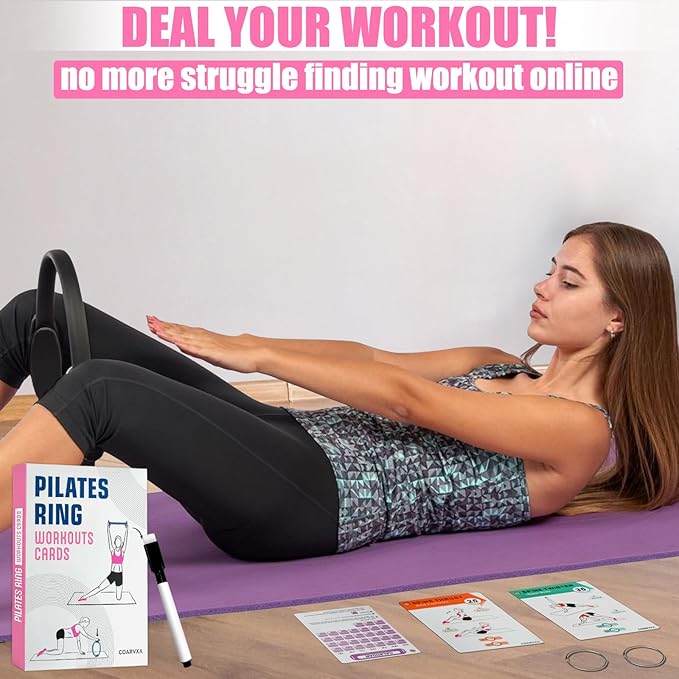 Pilates Ring Fitness Circle for Women - 15 Inch Magic Fitness Circle for Toning Inner & Outer Thighs, Bonus Pilates Equipment Thigh Master Guide.
