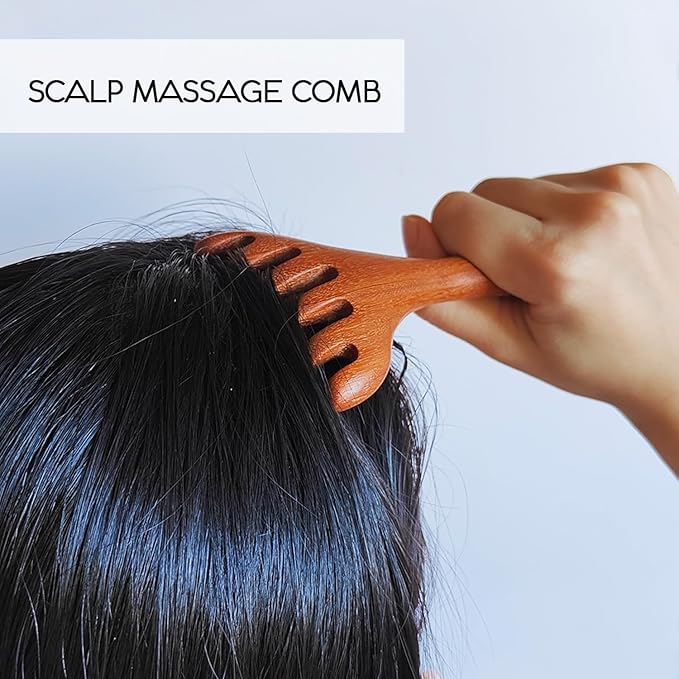 Wood Scalp Massager 2 Pcs, Head Massager Comb for Deep Relaxation & Stress Reduction, Head Scalp Massage Tool for Father's Day and Mother's Day Gifts