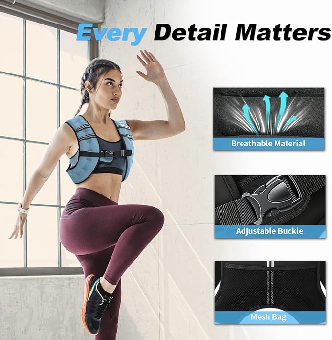 VBSD Weighted Vest Woman 6lb/8lb/12lb/16lb/20lb/25lb/30lb Weight Vest for Women Men Body Weight Vests for Walking Strength Training Running Workout Jogging Fitness