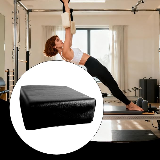 Yoga Bolster Pillow – Sponge PU Leather 25x16.5x7cm 160g | Non Slip Ergonomic Pilates Workout Bolster | Supportive Meditation Cushion for Home Travel Yoga Fitness Office Exercise Gym