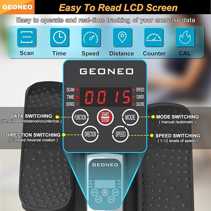 Under Desk Elliptical Machine, Electric Elliptical Exerciser for Senior, Quiet & Small Electric Seated Pedal Exerciser for Home with Display Monitor, Remote Control & 12 Adjustable Speeds