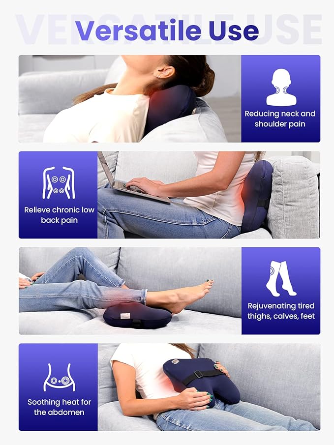 BOB AND BRAD Cordless Back Massager with Heat FSA Eligible HSA, Shiatsu Back Massager for Pain Relief Deep Tissue, 3D Kneading Massage Pillow for Pain Relief, Soothing Full-Body Relief for Family