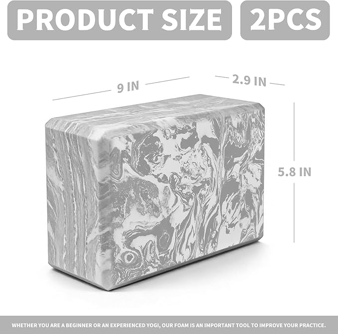 2-Pack Yoga Blocks, High-Density 9"x6"x3" Yoga Brick Foam Blocks Non-Slip EVA Foam Block Yoga Props Accessories for Yoga Pilates Stretching and Meditation