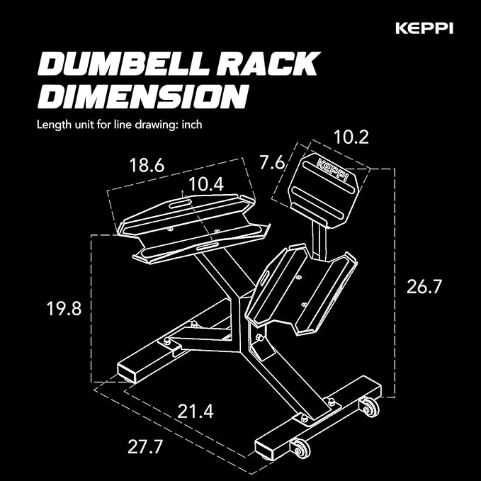 Keppi Dumbbell Rack, 330LBS Capacity Alloy Steel Weight Stand for Home Gym, Non-Slip Silicone Tray with Secure Straps, Side-Mounted Wheels for Easy to Move – DBR600