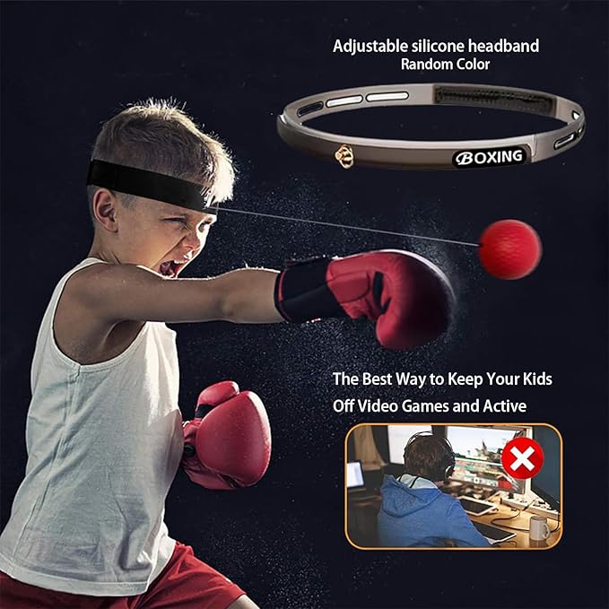 Box Ball Set - 3 Difficulty Levels Boxing Reflex Ball Headband for Reaction, Agility, Hand Eye Coordination Training