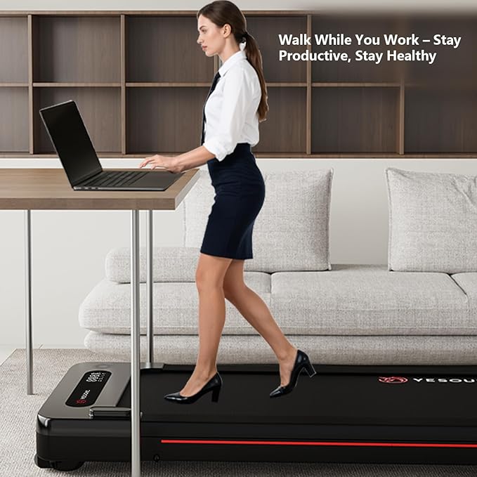 Yesoul Walking Pad Treadmill with 10% Auto Incline, Under Desk Treadmill for Home Walking, Hiking & Running, 300lbs Capacity, Smart App Scenic Routes & Live Classes, Remote & LED Display