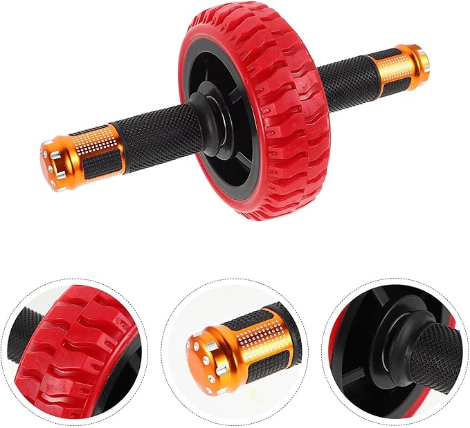 Homoyoyo Ab Roller Wheel for Stomach Workout, Small Portable Core Workout Roller with Non-slip Handles, Red Abdominal Muscle Training Exercise Wheel for Home Gym Fitness