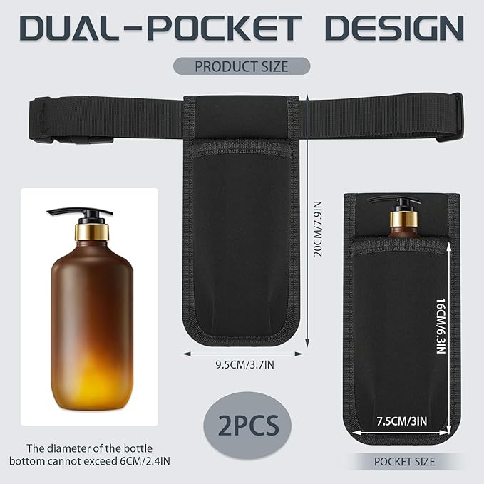Diakey 2 Pack Massage Oil Bottle Holster 1 Pocket, Lotion Bag Waist Holder Pouch with Adjustable Belt, Massage Therapy Supplies for Therapist Easy Access Accessories