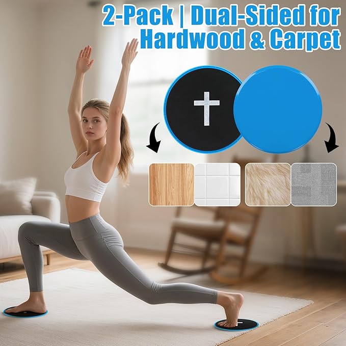 Eyourlife Core Slider Dual-Sided Sliders for Working Out 2-Pack on Hardwood & Carpet Pilates Equipment with Cross Design Portable Fitness Equipment for Abs Yoga Board & Full-Body Training
