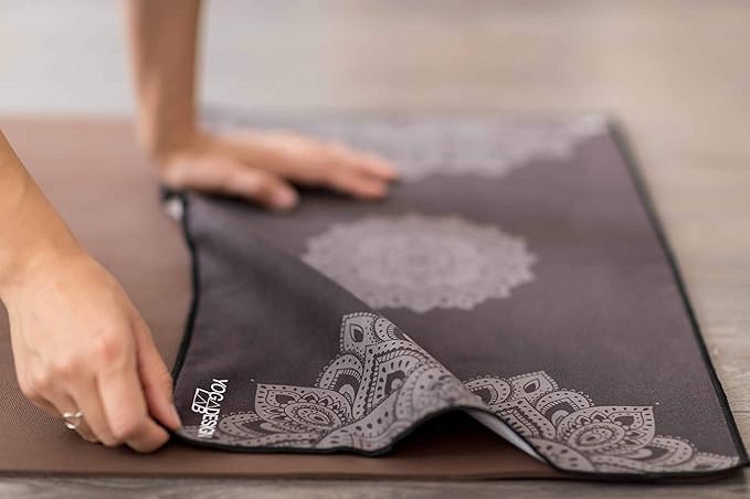 yogadesignlab | The Hand Towel | Premium Non Slip Hand Towel | Designed in Bali | Colorful Eco Printed + Quick Dry + Soft | Hot Yoga, Bikram, Ashtanga, Sport, Barre, Travel (Mandala Black)