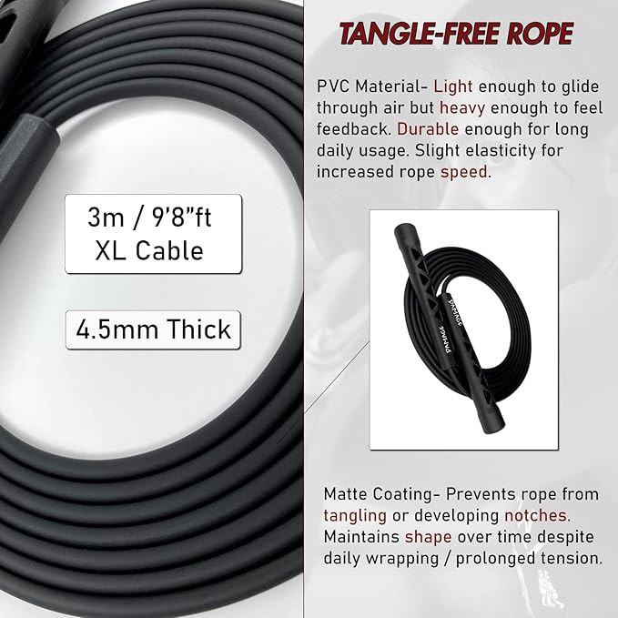 Damage Fight Gear Boxer Classic Speed Rope, Lightweight PVC Skipping,Jumping Rope, Non-Slip Ventilated ABS Plastic Handles and Matte Coated Tangle-Free Jump Rope for Boxing, MMA, Martial Arts