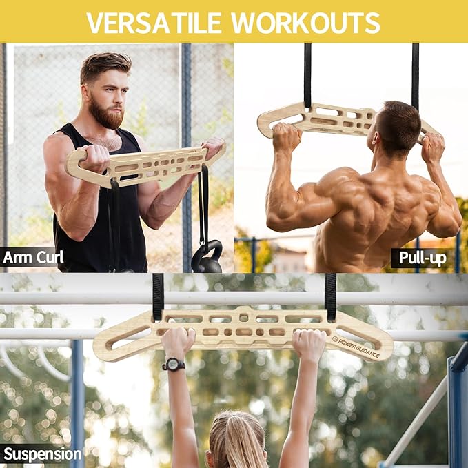 POWER GUIDANCE Wooden Hangboard, Portable Climbing Training Board, Enhances Finger Grip Strength for Indoor and Outdoor Use