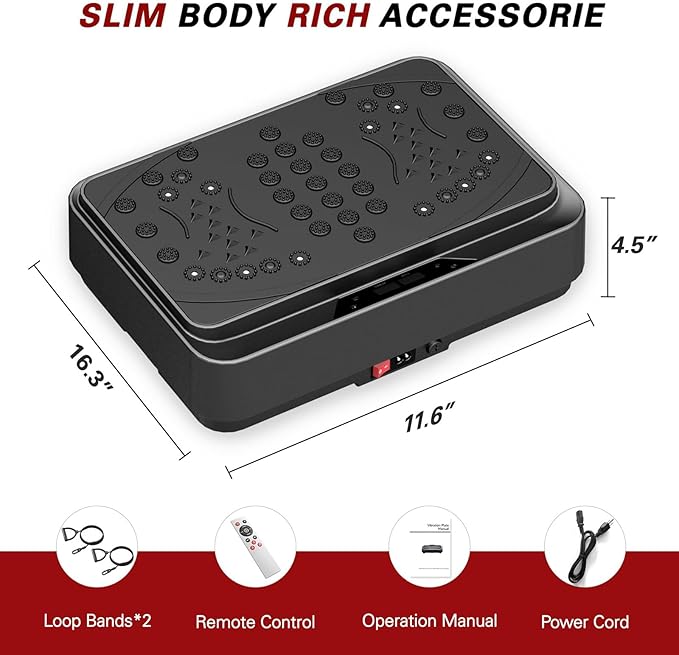 Vibration Plate Exercise Machine, Vibration Plate for Lymphatic Drainage with Remote Control & LCD Display, Vibration Platform with Fitness Resistance Bands for Women Men Weight Loss, 500lbs