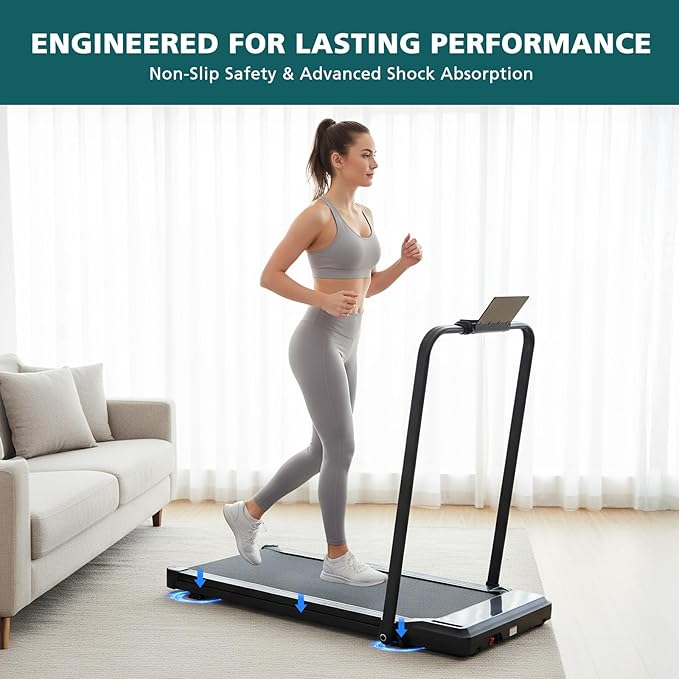 Smug Compact Armless Treadmill, Space Saving Design for Home & Office, Quiet Under Desk Walking Pad, 200 Lbs Capacity 3 in 1 Portable Walking Treadmill