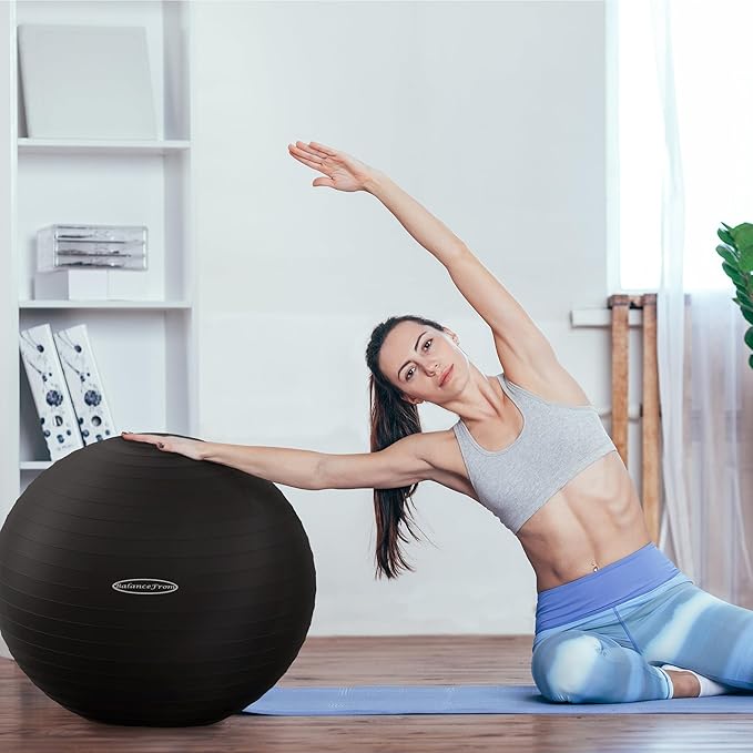 Fitvids Exercise Ball for Fitness, Yoga, Pilates with Quick Pump, Anti-Burst Slip Resistant Balance Ball