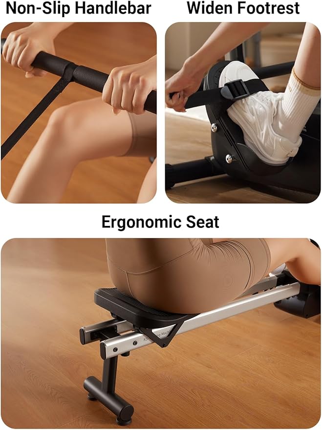 KINGSMITH Rowing Machines for Home Foldable, Compact Row Machine, 400LB & 350LB Weight Capacity, Folding Rower Machine with Adjustable Resistance, Data Monitor, App Supported
