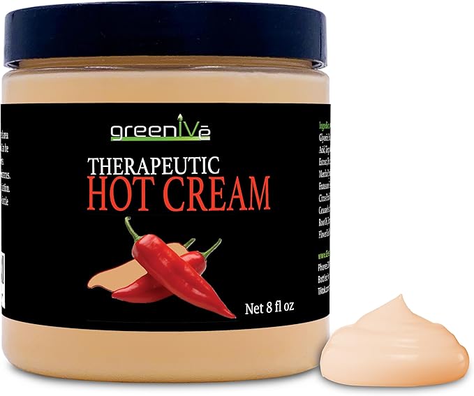 GreenIVe Hot Cream Massage Lotion Hot & Cold Sensation for Joints and Muscles and Skin Tightning Wraps (8oz Jar)