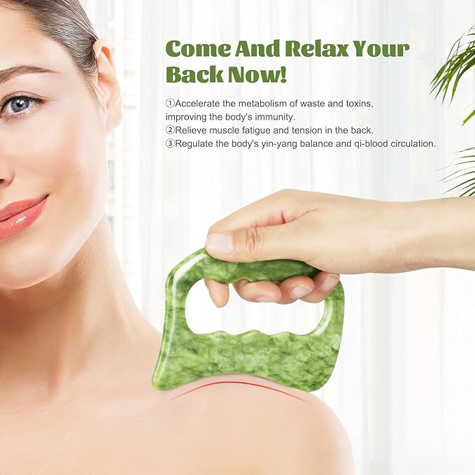 airogym Jade Stone Gua Sha Massage Tool Set, Gua Sha Muscle Scraper Tool,Scar Tissue Tool,Physical Therapy Tools,Muscle Soft Tissue Scraping Tool,Guasha Massage Scraper,Fascia Scraper Massage Tool