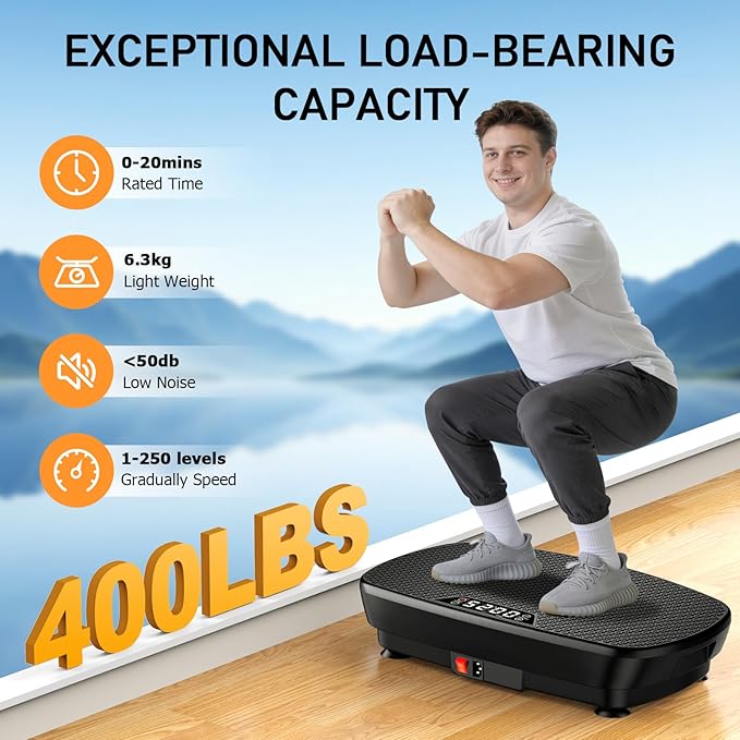 Vibration Plate Exercise Machine, 2026 Vibrating Fitness Platform for Lymphatic Drainage , 400 Lbs Capacity Vibrating Platform with Remote Control, Home Gym Workout Equipment for Women Men