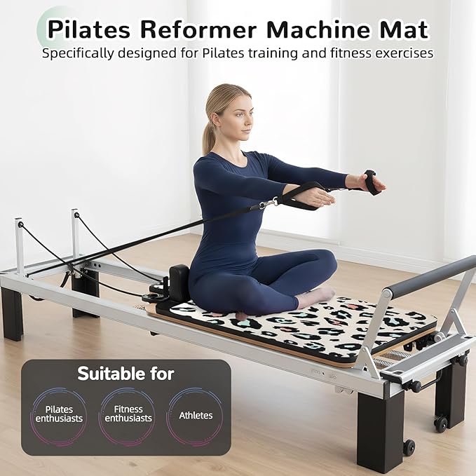 Non Slip Pilates Reformer Mat, Soft Fleece Surface Pilates Towel Mat, Pilates Mat with Multiple Equipment, Lightweight and Foldable, Sweat Wicking and Quick Drying, For Yoga and Fitness (Spotted)