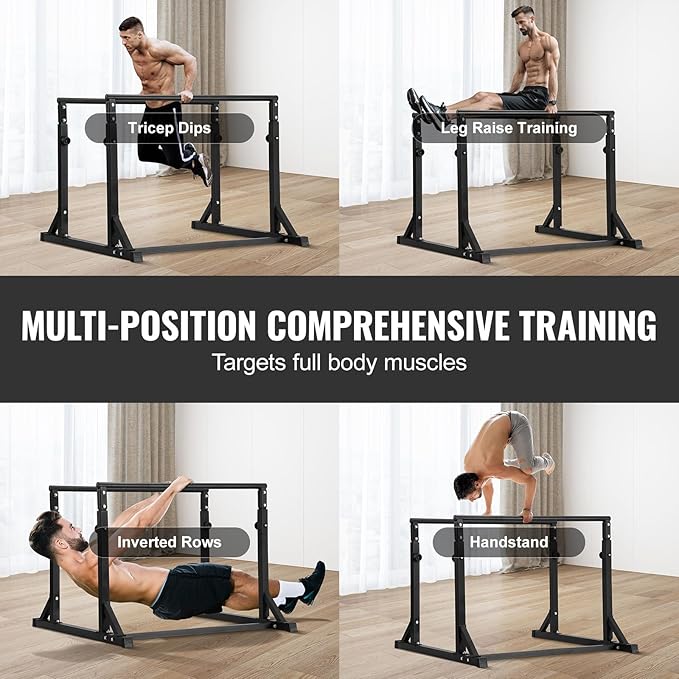 Happybuy Dip Bar, 800 Pounds Capacity, Heavy-Duty Adjustable Dip Stand Station for Fitness, Workout Dip Bar Stabilizer for Home Gym, Parallel Bars for Strength Training