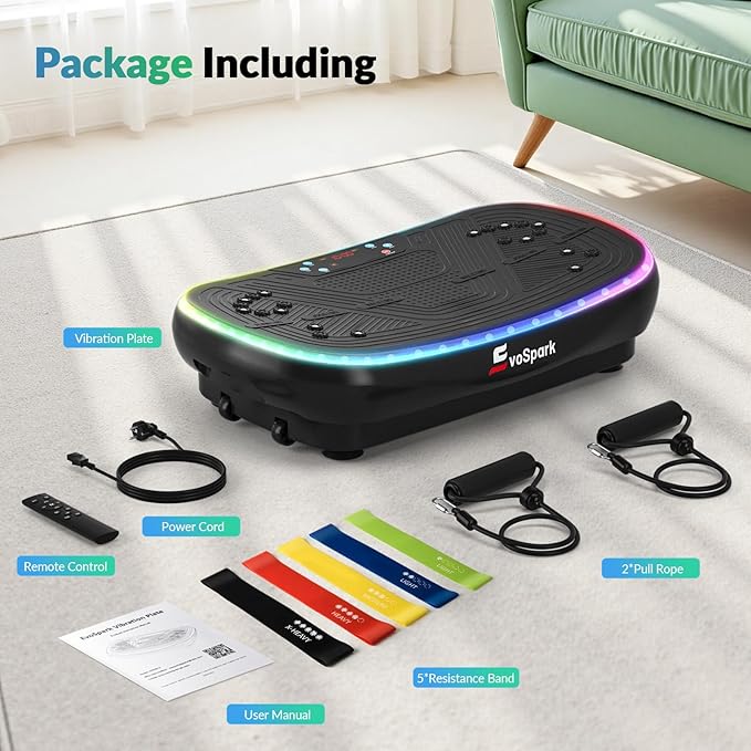 Vibration Plate Exercise Machine, 2026 EvoSpark Dual Motor Vibration Plate for Lymphatic Drainage, 3D & 4D Whole Body Vibration Plates for Weight Loss, Shaker Workout Equipment for Women Men Home